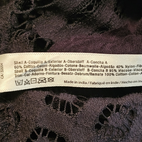 Free People Black Adella Crochet Bralette Black Lace Large - Picture 11 of 13